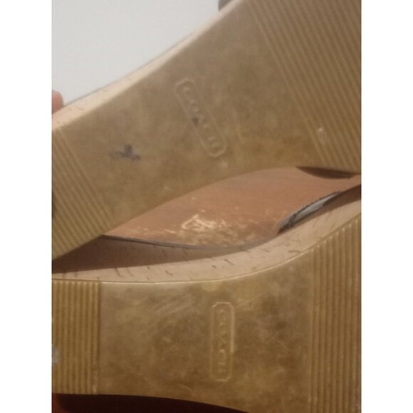 Coach Judith Black Patent Leather Cork Wedge Sandals Women's Size 8.5 B - Picture 12 of 12